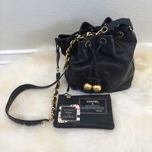 100% Authentic CHANEL Vintage Lambskin Bucket Bag